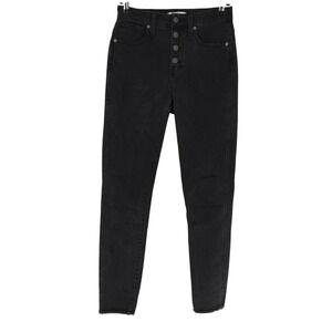 Madewell Skinny Jeans Black 10" High Rise Button Fly Denim 26 Tall